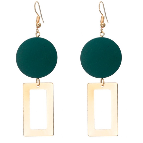 Jewelry - NEW "Theory" Wooden Geometric Earrings (Green)